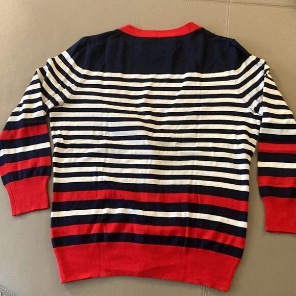 C.Wonder Striped Cotton Cardigan with Gold Logo Buttons. Red/White/Blue. Size XS - Picture 4 of 6